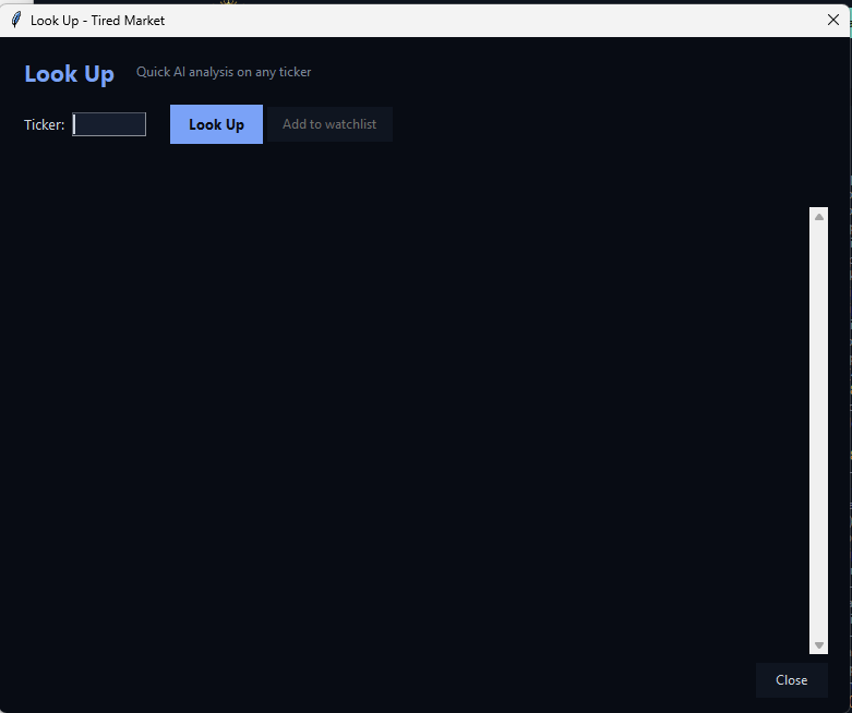 Look Up screen